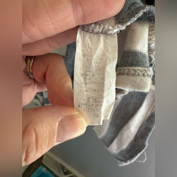 Alwaysme Open Front Cardigan Grey White Striped Elbow Pads Casual Layering - Picture 5 of 8